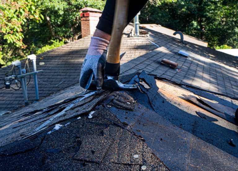 removing shingles on roof peak