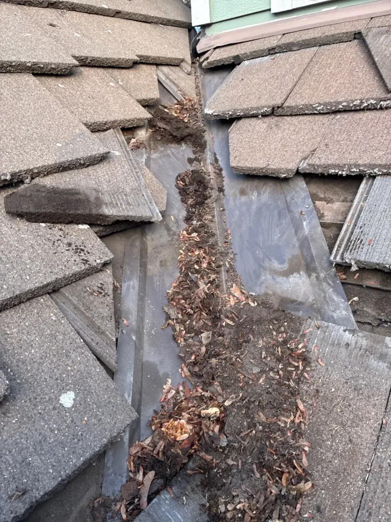 Severe Debris Accumulation in Tile Roof Valley Causing Leak in Vancouver, WA