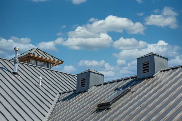 Standing seam metal roofing on a residential home.