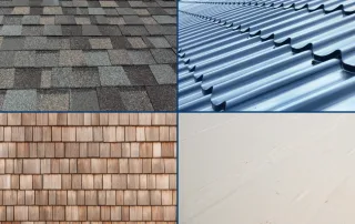 Comparison of asphalt shingles, metal roofing, cedar shakes, and flat membrane roofing